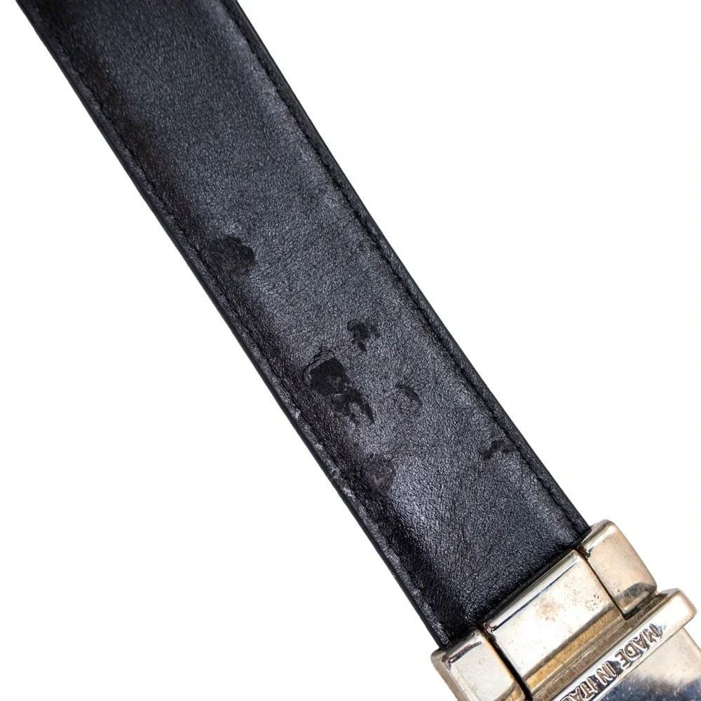 ianni Versace Medusa Leather Belt Black Silver Buckle Size 105‎ 42 Italy Mens
